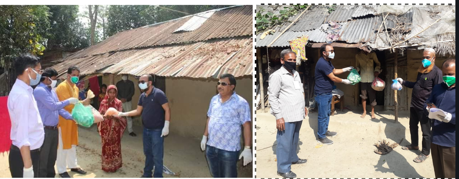 বড়লেখায় করোনাভাইরাস প্রাদুর্ভাবে কর্মহীন মানুষের বাড়িতে গিয়ে ত্রাণ বিতরণ