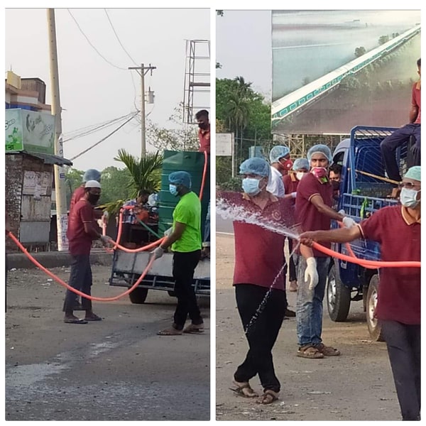 মৌলভীবাজারে প্রিয়জন স্বেচ্ছায় রক্তদান সংগঠনের উদ্যোগে ছিটানো হয় জীবাণুনাশক স্প্রে